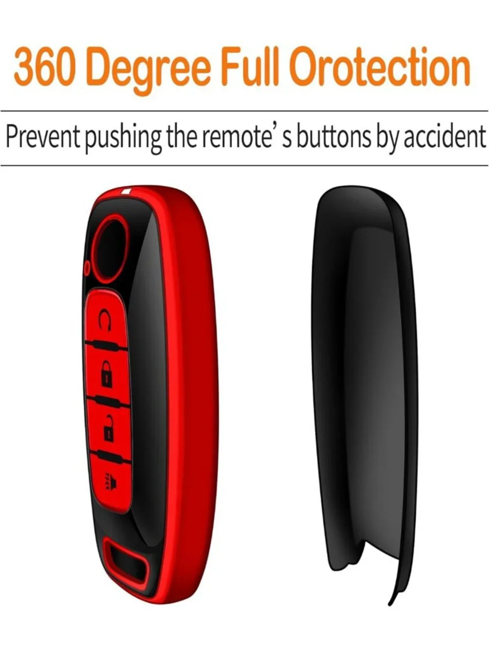 Red Leather Key Fob Cover with Soft TPU Protection for Nissan Pathfinder Rogue